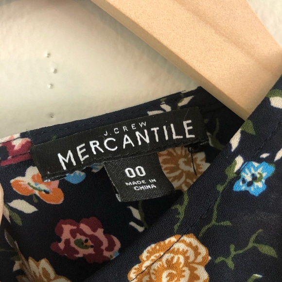 J. Crew Mercantile Floral Ruffle Hem Dress Size 00 - Picture 8 of 13